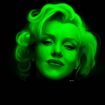 Actors Digital Art - Marilyn Monroe in Green. Pop Art by Rafael Salazar