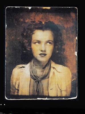 Actors Photos - Marilyn monroe at 12 in photo booth image circa 1938 frame added 2016 by David Lee Guss