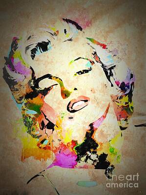 Actors Mixed Media - Marilyn Monroe Colored Grunge by Daniel Janda