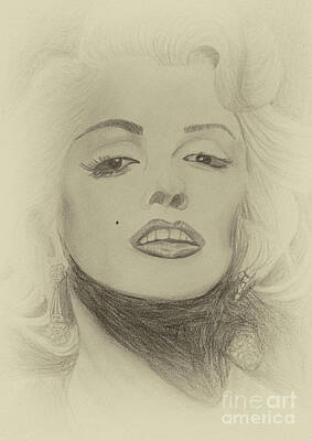 Actors Drawings - Marilyn Monroe  by Veci Robert