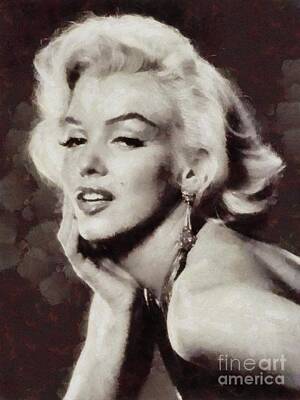 Actors Paintings - Marilyn Monroe, Vintage Actress by Esoterica Art Agency