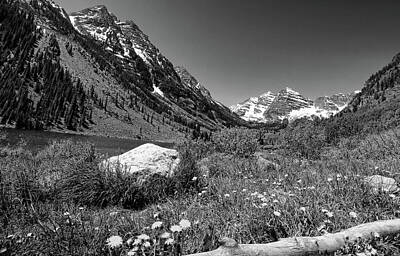 Studio Grafika Science - Maroon Bells in Summer Black and White by Judy Vincent
