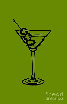 Food And Beverage Digital Art - Martini Glass Tee by Edward Fielding