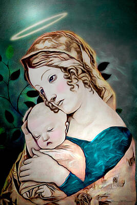 Comedian Drawings Royalty Free Images - Mary and Child Royalty-Free Image by Pennie McCracken