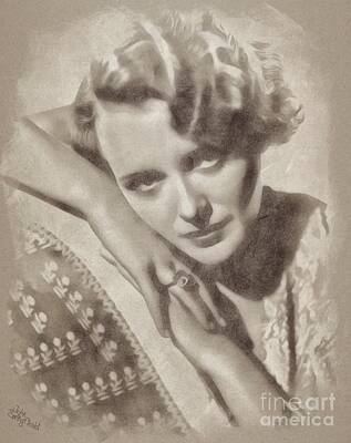 Musicians Drawings - Mary Astor, Vintage Actress by Esoterica Art Agency