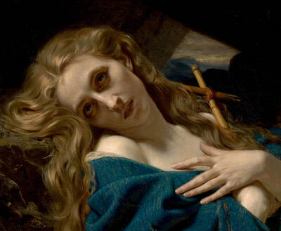 Nudes Digital Art - Mary Magdalene In The Cave by Hugues Merle