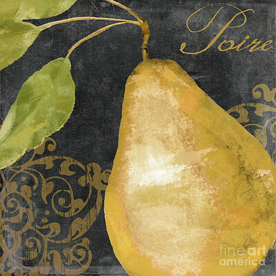 Food And Beverage Paintings - Melange French Yellow Pear by Mindy Sommers