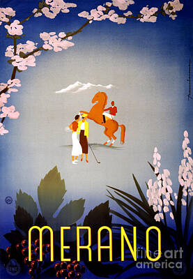 Mammals Mixed Media - Merano Italy Vintage Travel Poster Restored by Vintage Treasure