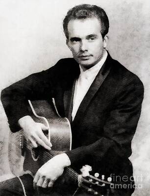 Jazz Royalty-Free and Rights-Managed Images - Merle Haggard, Music Legend by John Springfield by Esoterica Art Agency