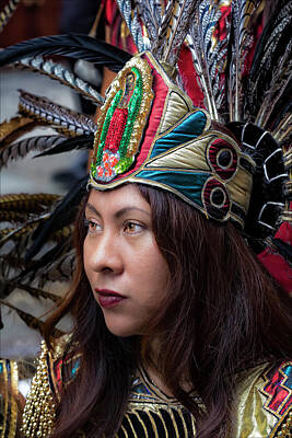 Red Roses - Mexican Day Parade 9_18_2016 Woman in Headdress by Robert Ullmann