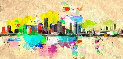 Abstract Skyline Mixed Media - Miami Grunge by Daniel Janda