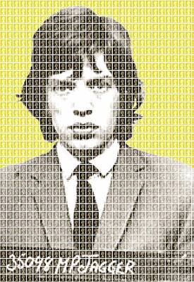 Musicians Digital Art Royalty Free Images - Mick Jagger Mug Shot - Yellow Royalty-Free Image by Gary Hogben