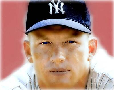 Best Sellers - Athletes Paintings - Mickey Mantle by Wbk