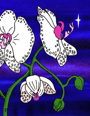 Still Life Mixed Media Rights Managed Images - Midnight Orchid  Royalty-Free Image by Irina Sztukowski