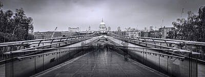 Abstract Skyline Photos - Millennium Bridge and St Pauls Cathedral  by Chris Smith