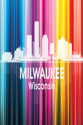 Abstract Skyline Digital Art Rights Managed Images - Milwaukee WI 2 Vertical Royalty-Free Image by Angelina Tamez