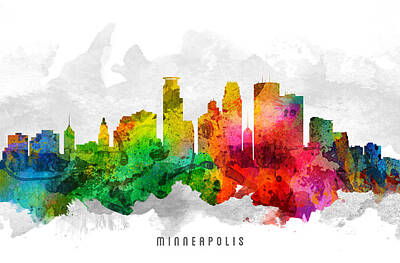 City Scenes Digital Art - Minneapolis Minnesota Cityscape 12 by Aged Pixel