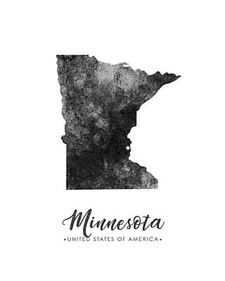 Best Usa Art Royalty-Free and Rights-Managed Images - Minnesota State Map Art - Grunge Silhouette by Studio Grafiikka