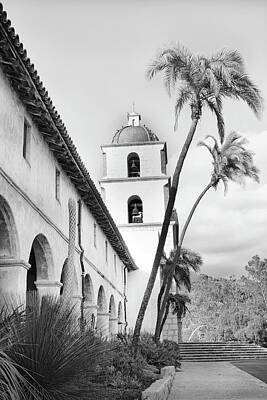 Graphic Trees Royalty Free Images - Mission Santa Barbara 1 Royalty-Free Image by Rosanne Nitti