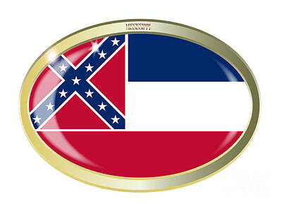 Cultural Textures - Mississippi State Flag Oval Button by Bigalbaloo Stock