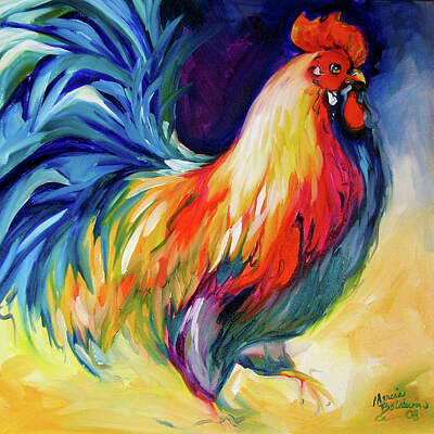 Birds Royalty-Free and Rights-Managed Images - Mister Show  Rooster Art by Marcia Baldwin