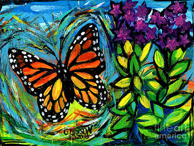 Animals Painting Rights Managed Images - Monarch With Milkweed Royalty-Free Image by Genevieve Esson