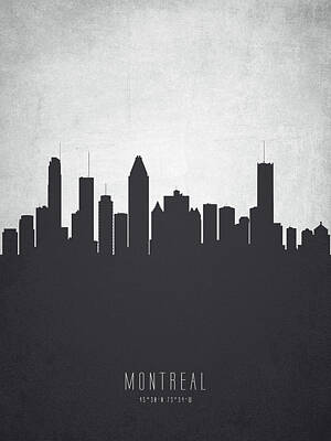 Skylines Paintings - Montreal Quebec Cityscape 19 by Aged Pixel