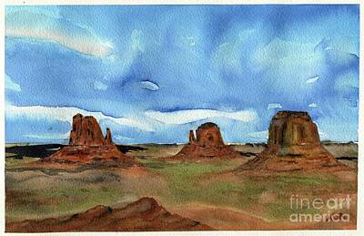 Landscapes Paintings -  Monument Valley by Andrea Rubinstein