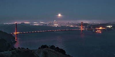 Impressionist Landscapes - Moonrise over the Golden Gate by Harold Rau