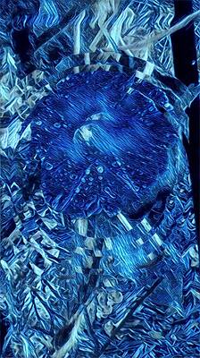 1920s Flapper Girl - Morning Glory Mosaic 4 Deep Blue by Brenda Plyer