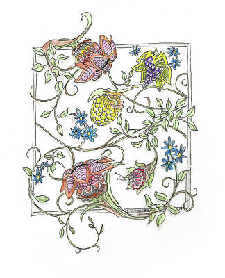 Floral Drawings Rights Managed Images - Morris-esque Royalty-Free Image by Shawn Vincelette