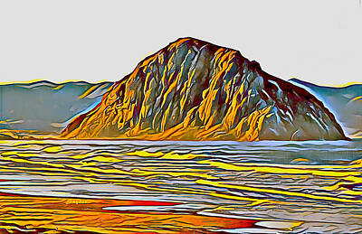 Ink Sketches Valdas Misevicius - Morro Rock Morro Bay Abstract by Floyd Snyder