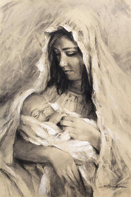 Portraits Drawings Rights Managed Images - Motherhood Royalty-Free Image by Steve Henderson