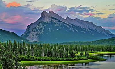 Modern Man Classic Golf - Mount Norquay at Dusk by Frozen in Time Fine Art Photography