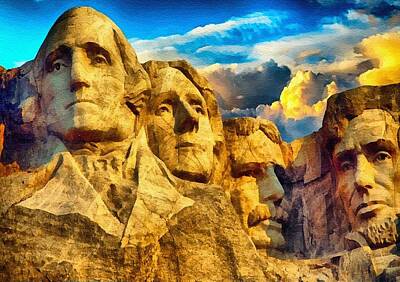 Politicians Digital Art - Mount Rushmore L B by Gert J Rheeders