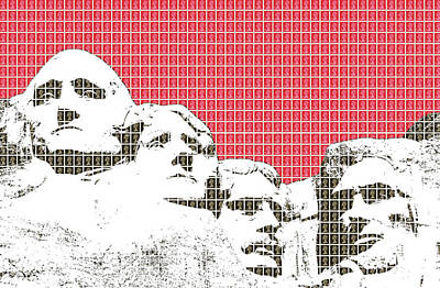 Politicians Digital Art Royalty Free Images - Mount Rushmore - Red Royalty-Free Image by Gary Hogben