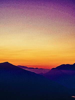Mountain Paintings - Mountain Sunset by Celestial Images