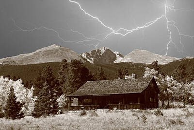 Olympic Sports Royalty Free Images - Mountains Cabin - Lightning - Longs Peak Royalty-Free Image by James BO Insogna