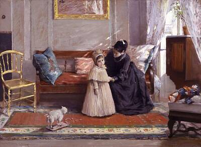Only Orange - Mrs. Chase and Child Im Going to See Grandma by William Merritt Chase by William Merritt Chase