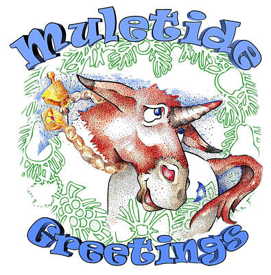Mammals Mixed Media - Muletide Greetings by Dawn Sperry