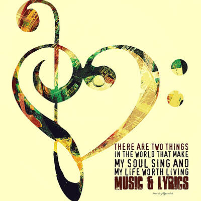 Musicians Mixed Media - Music and Lyrics v1 by Brandi Fitzgerald