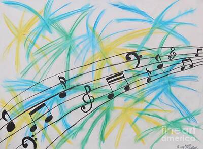 Abstract Flowers Drawings - Music Burst by Amy Wilkinson