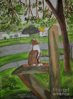 Animals Paintings - My Cat Bass by Just Another-Bird