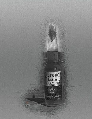 Recently Sold - Beer Drawings Royalty Free Images - My Corona Royalty-Free Image by Adam Vance