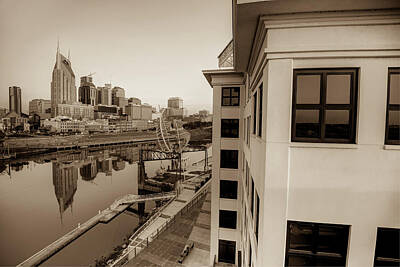 Red Roses - Nashville Along the River - Sepia Edition by Gregory Ballos