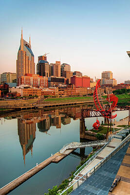 Curated Travel Chargers - Nashville Reflections of the Skyline by Gregory Ballos
