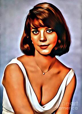 Musicians Digital Art Royalty Free Images - Natalie Wood, Vintage Actress, Digital Art by Mary Bassett Royalty-Free Image by Esoterica Art Agency