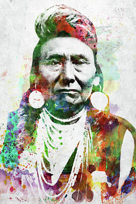 Landmarks Digital Art - Native American Indian 1 by Mihaela Pater