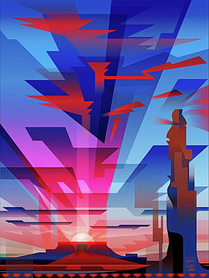 Landmarks Digital Art Royalty Free Images - Navajo Sunset  Royalty-Free Image by Garth Glazier