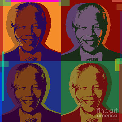 Best Sellers - Politicians Digital Art Royalty Free Images - Nelson Mandela Pop Art Royalty-Free Image by Jean luc Comperat